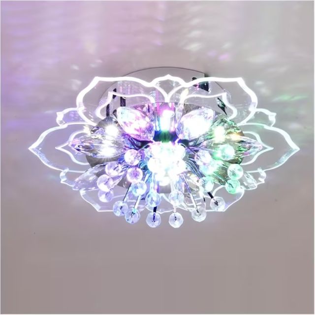Shiny Glass Floral-shaped Colored Ceiling Light