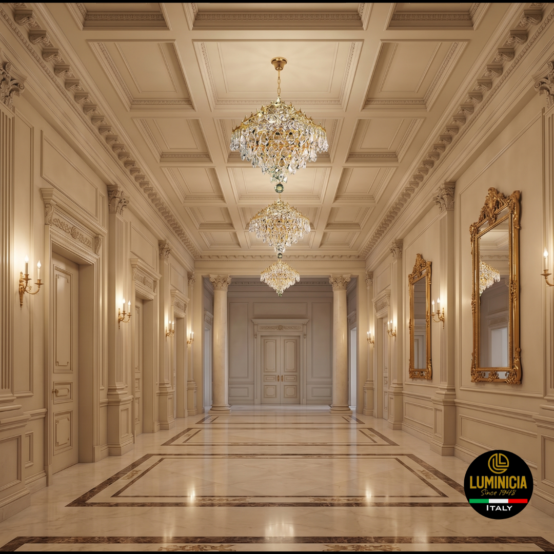 Luxurious Gold 9-Light Crystal Chandelier (Model: 490-55 G)