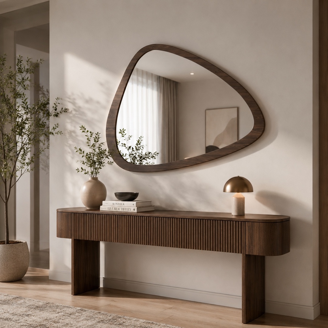 Modern Organic Wooden Wall Mirror. Product Content AGM00017