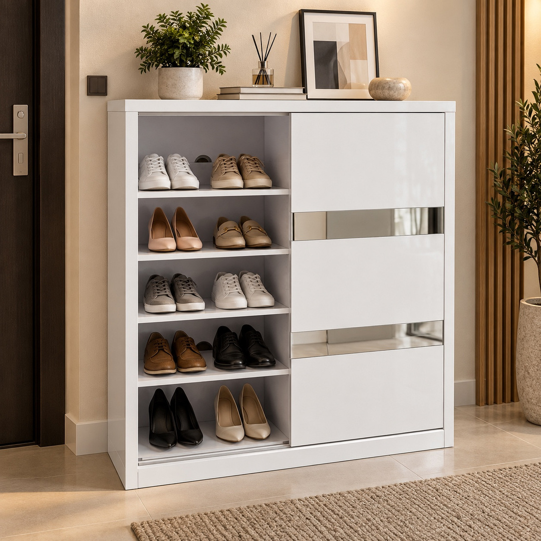 Glossy White Shoe Cabinet Product Code : FHRK00167