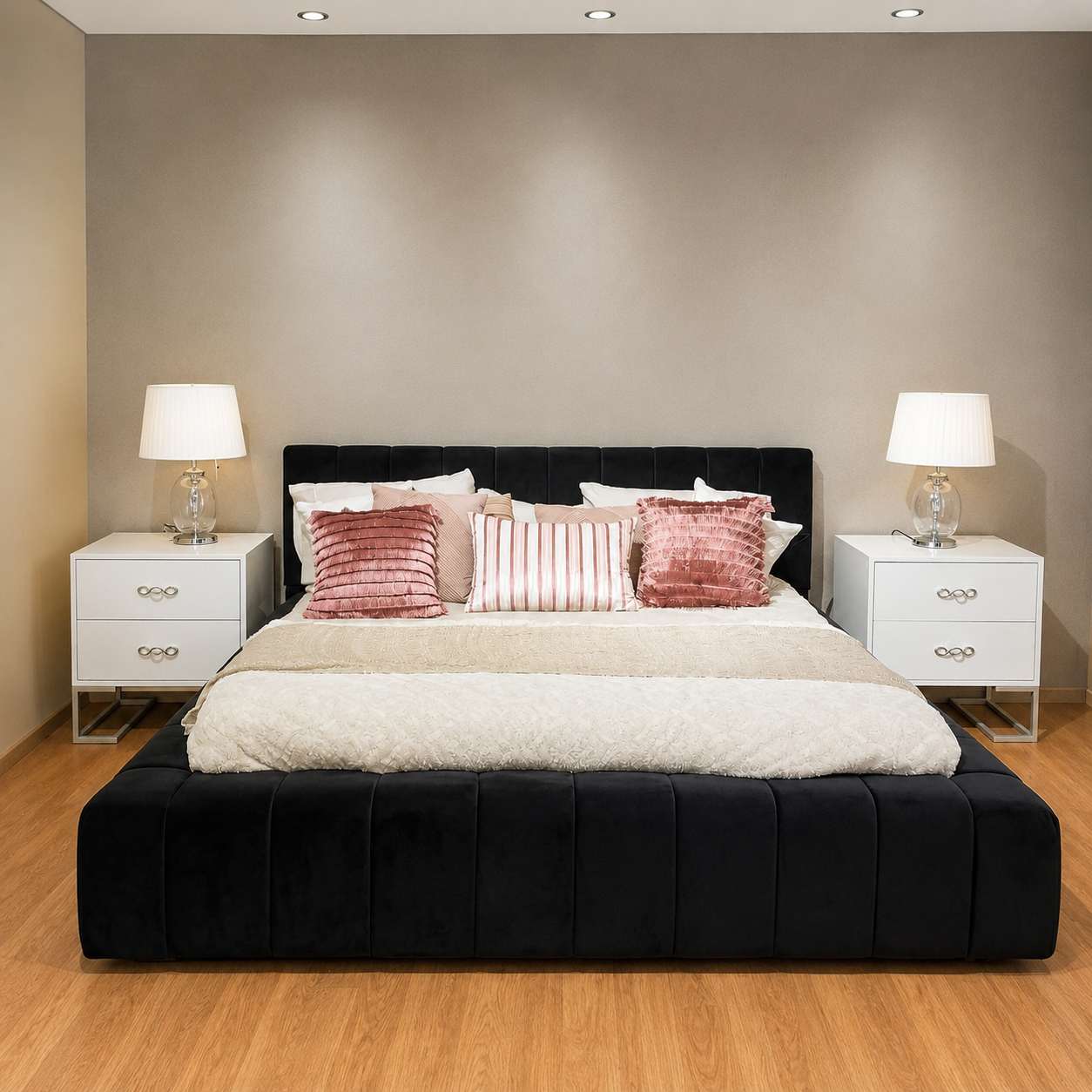 Luna Velvet Platform Bed Set