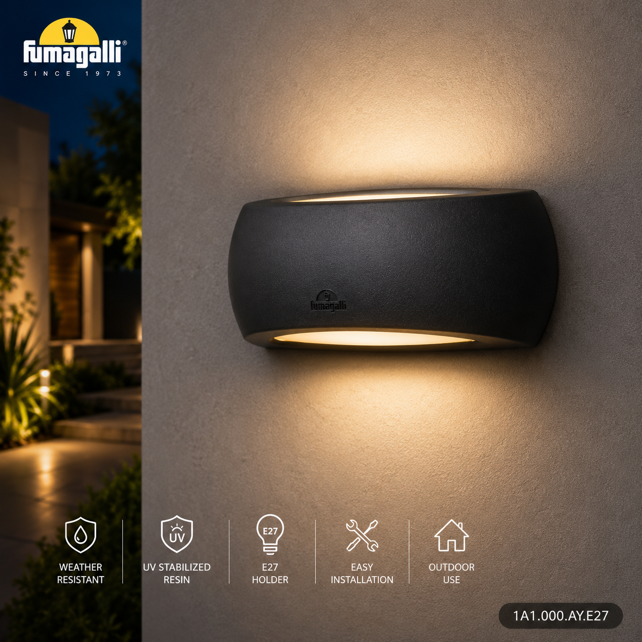 Fumagalli Modern Outdoor Wall Light  1A1.000.AY.E27