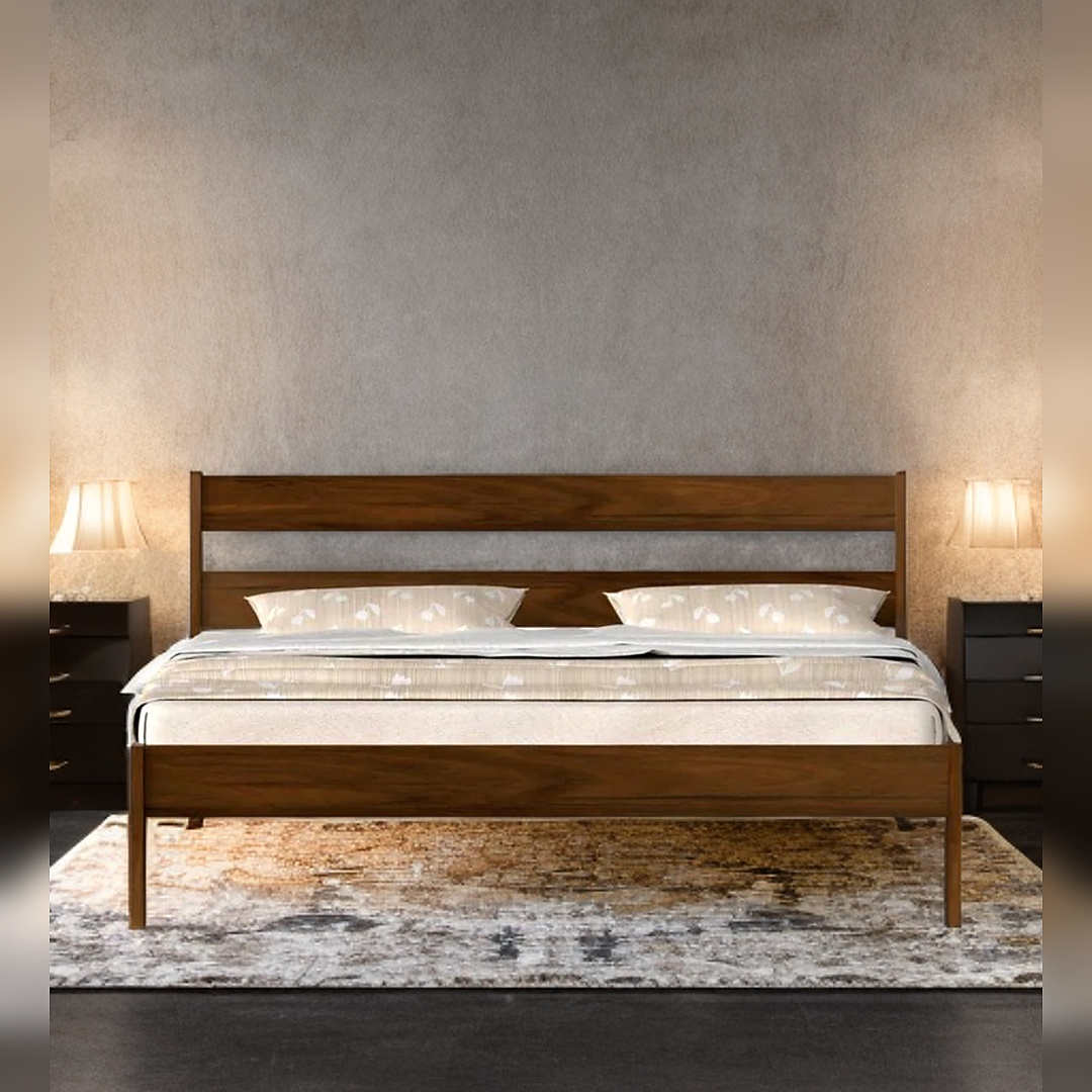 Roverb Queen Size Bed in Brown Maple Finish