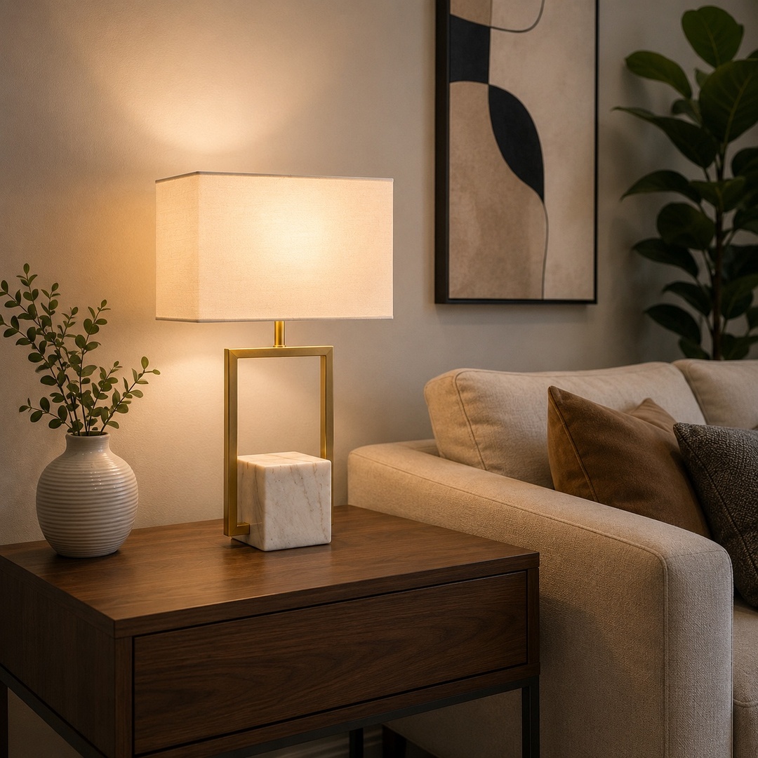 Modern Marble & Gold Side Lamp Product Code : RXD00038