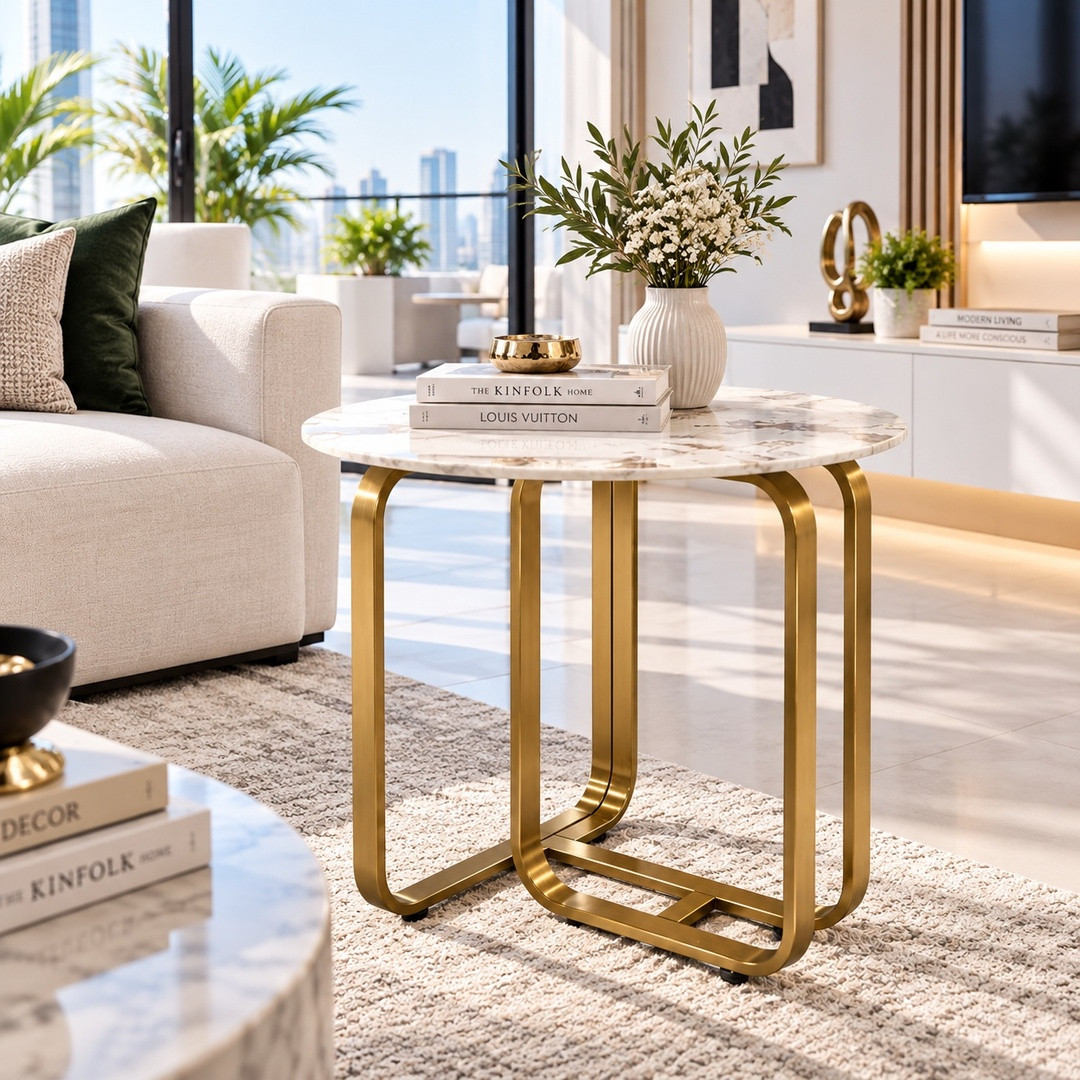 Luxe Marble Gold End Table  Product Code: RHST00135