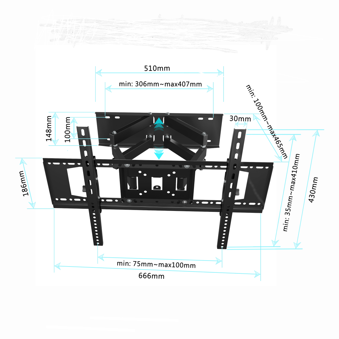 Full-motion (articulating) dual-arm TV wall mount WBX004 32\" TO 75\"