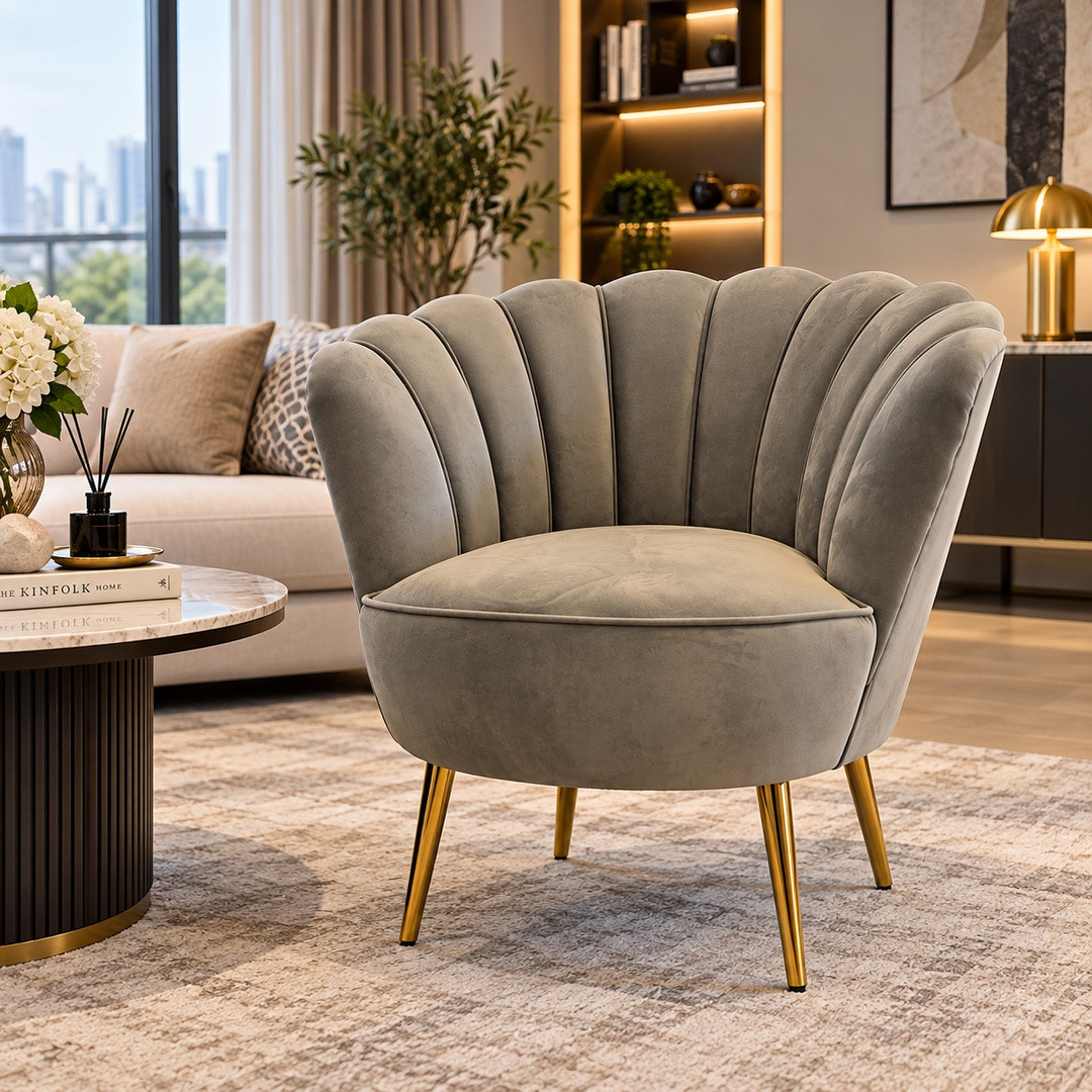 Elegant Shell Velvet Chair  Product Code: FHSF00486