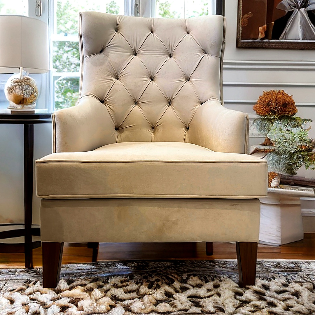 Classic button-tufted wingback accent Arm Chair