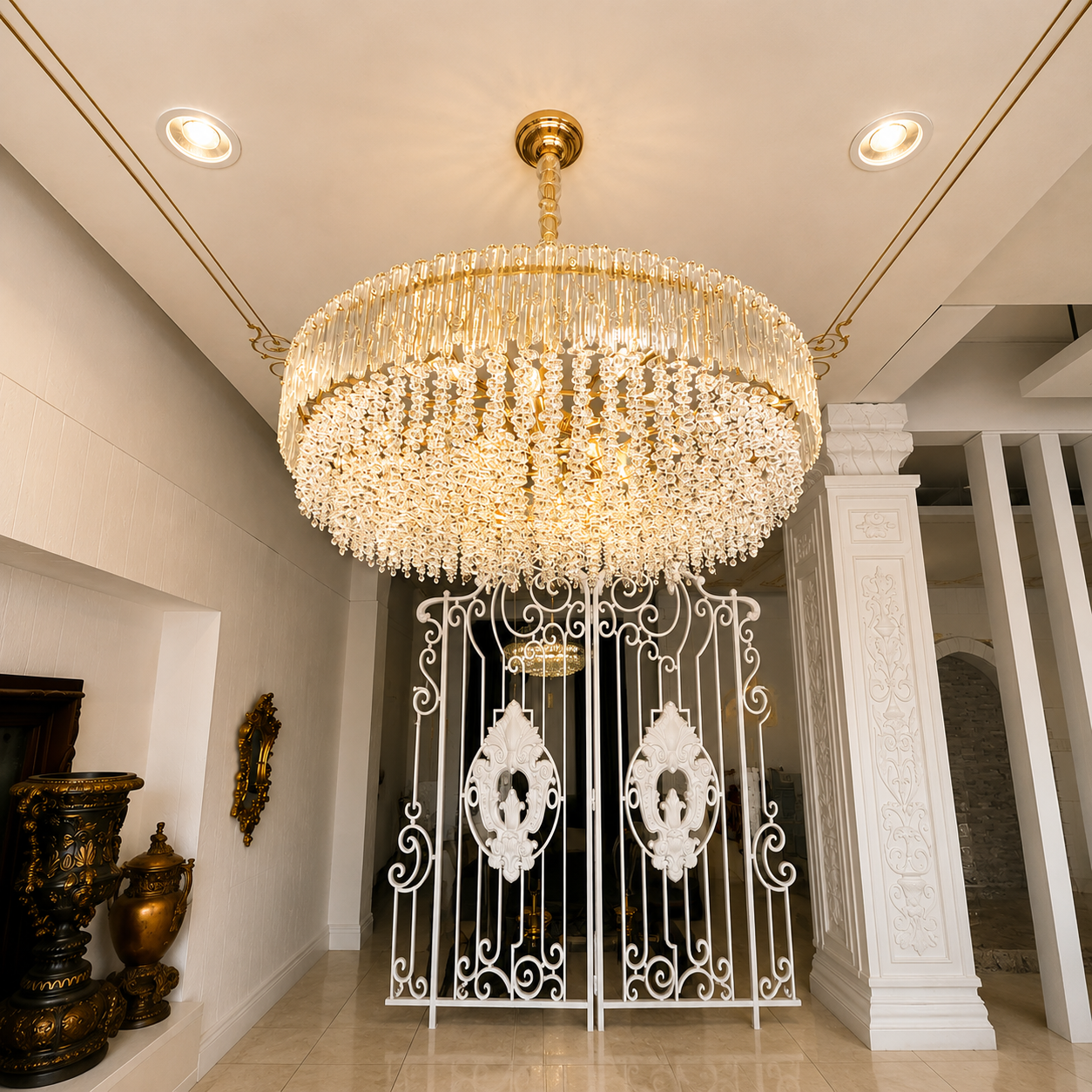 Opulent Crystal Chandelier Foyer