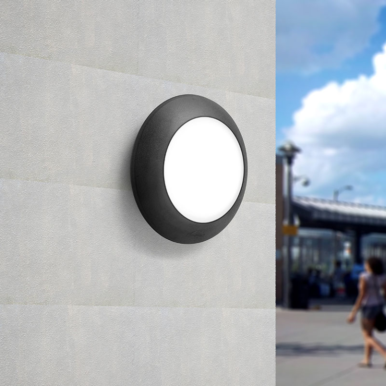 Fumagalli Bertina Round 200mm Outdoor LED Bulkhead Light (IP66, Black/Opal)