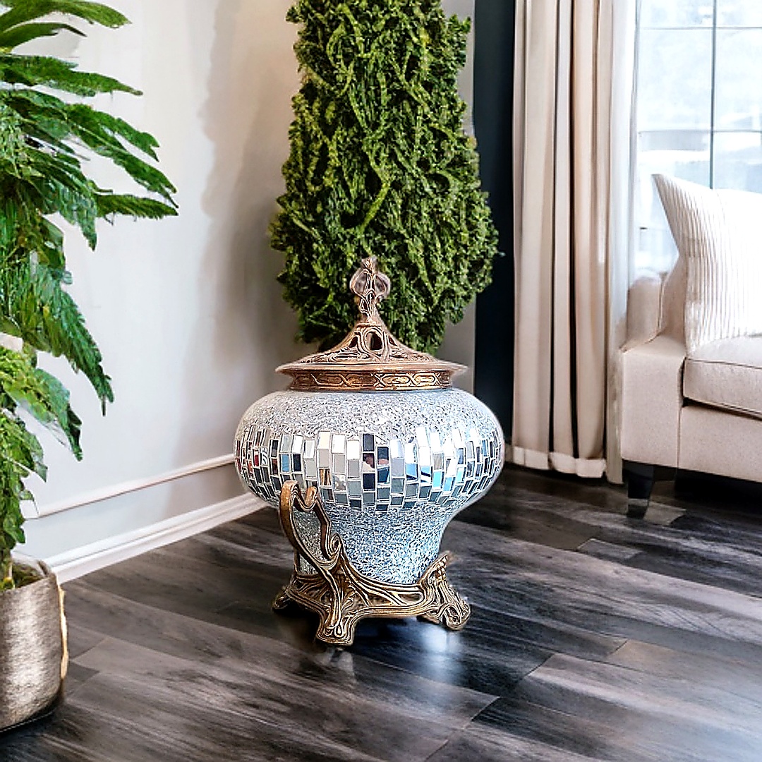 Mosaic Glass Decorative Urn