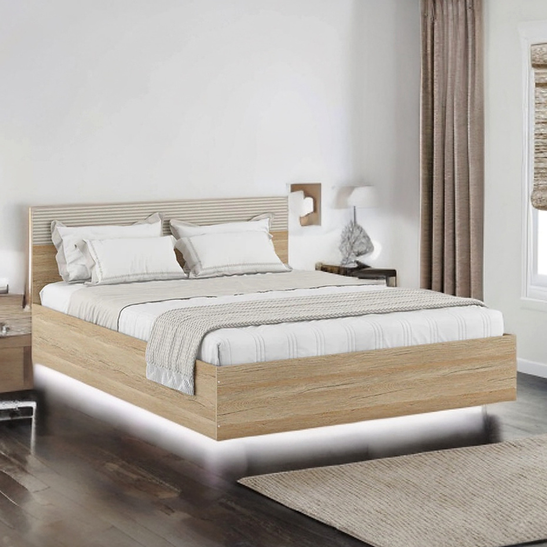 Kosmo Noah Queen Bed In Melamine Finish With Box Storage