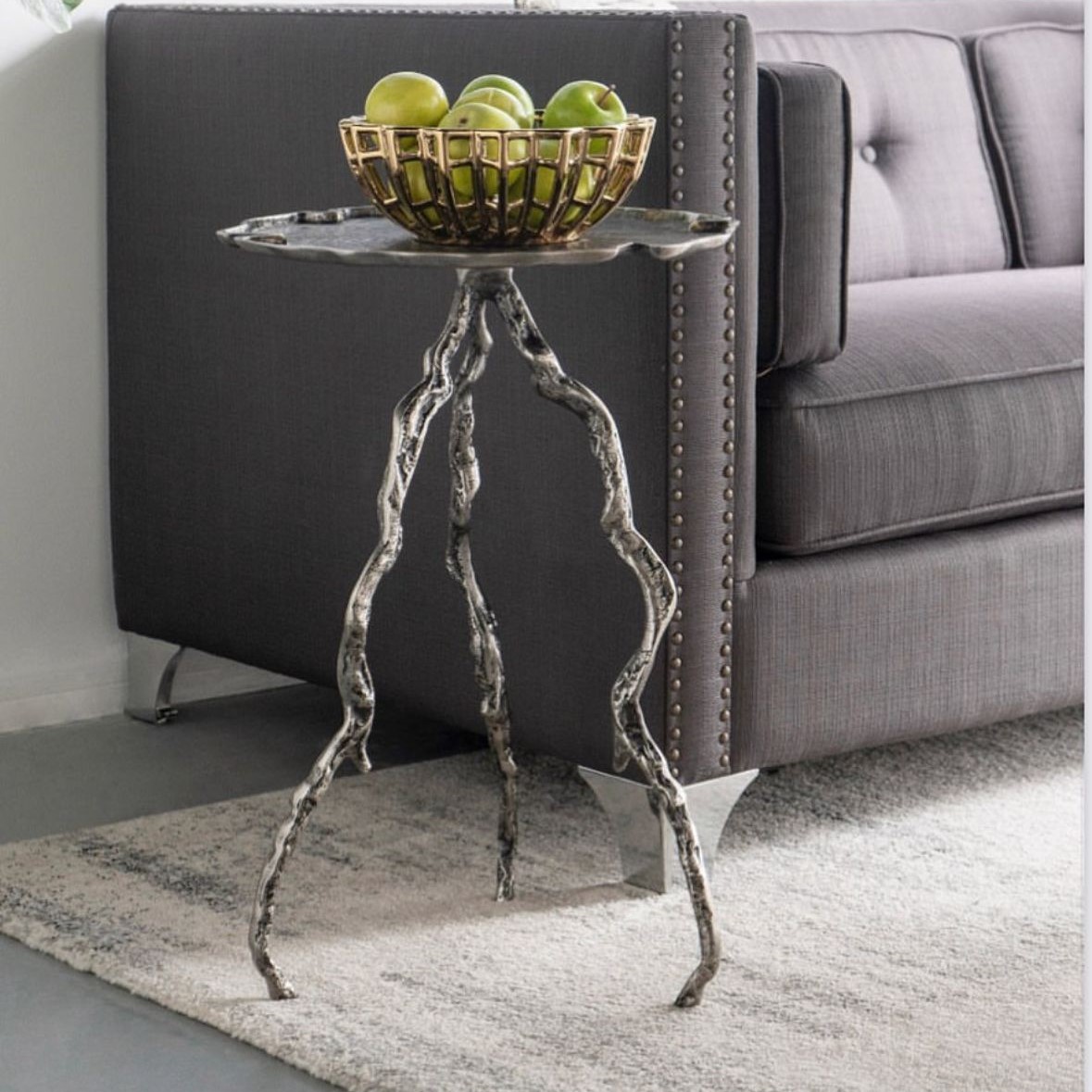 Modern, organic-style accent side table